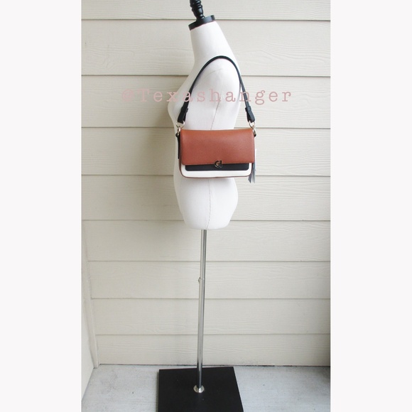 NWT Cole Haan Mini Leather Shoulder Bag Black/White/British Tan - Picture 10 of 16